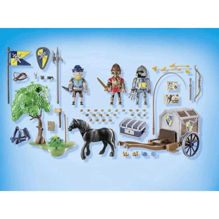 PLAYMOBIL 71484 Überfall auf Transportwagen, Ritterspielwelt Novelmore mit geheimen Bauplänen und Drachengold – Bild 7