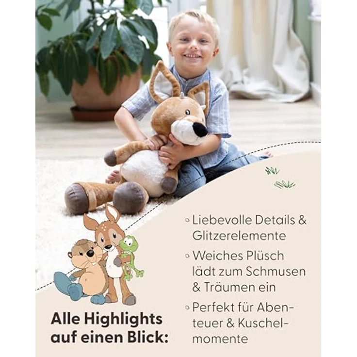 Nici Forest Friends, Rehbock René Roebuck, 35 cm, schlenkernd, aus recyceltem Material, braun und weiß – Bild 4