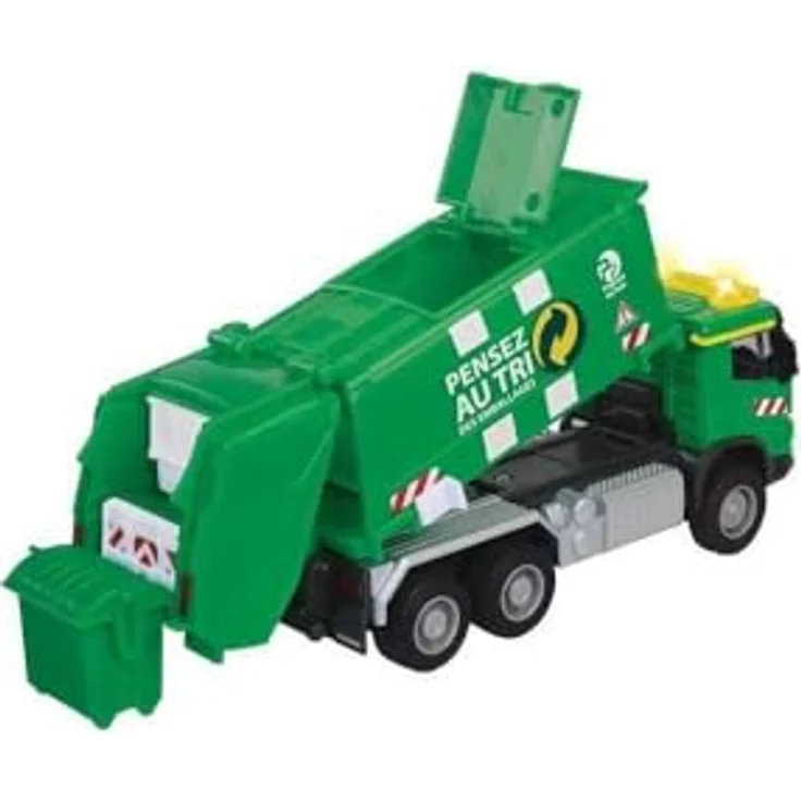 Majorette Volvo Freilauf-Müllwagen, Maßstab 1:43, mit Sound- und Lichtfunktionen, grün – Bild 2