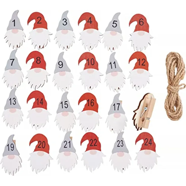VBS Adventszahlen auf Klammer 1-24 "Doolin", Adventskalender Zahlen 4,5cm, 24 Stück, für Weihnachtskalender geeignet
