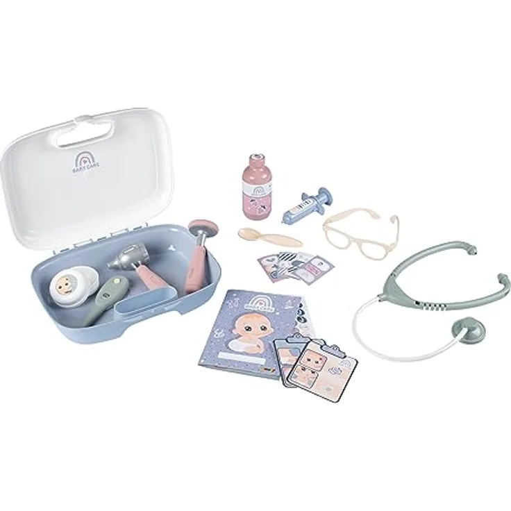 Smoby Toys Arztkoffer Kinder klein, Spielzeug-Doktorkoffer mit 19 Teilen und Zubehör, medizinischer Koffer für Kinder ab 3 Jahren, kompakt und tragbar
