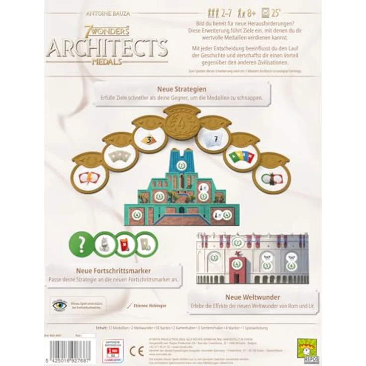 Repos Production, 7 Wonders Architects – Medals, Erweiterung, Familienspiel, Strategiespiel, 2-7 Spieler, Ab 8+ Jahren, 25 Minuten, Deutsch – Bild 4