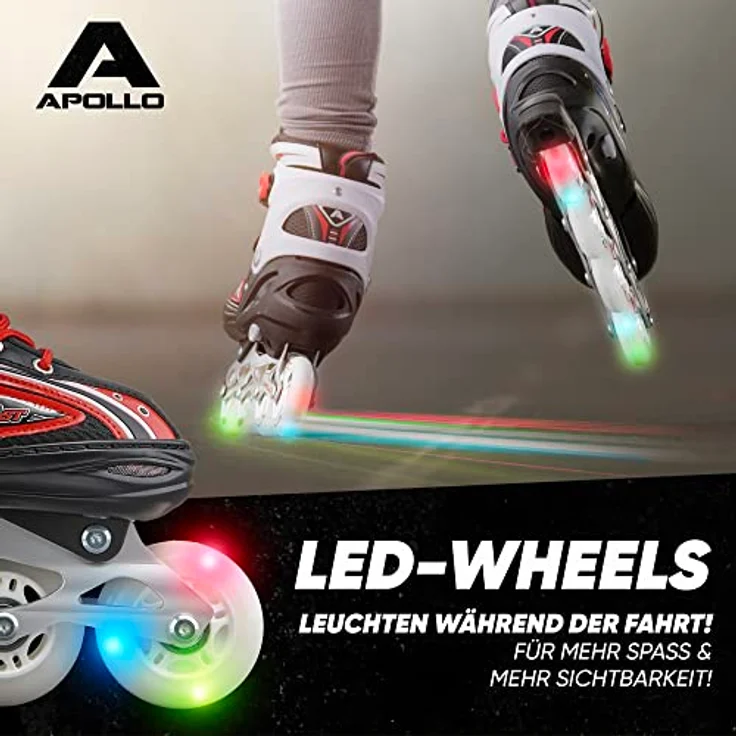 Apollo Super Blades X Pro | größenverstellbare Inliner für Kinder, Damen und Jungen | LED Inlineskates, 70 mm High-Rebound-Rollen, ABEC 7 Kugellager, blau - Preisvergleich – Bild 3