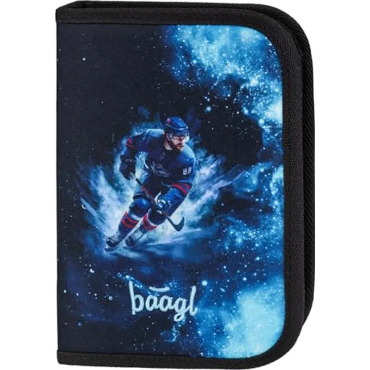 Baagl Federmäppchen Eishockey, Schüleretui mit zwei Klappen, 15 x 20 x 4 cm, robust und praktisch für Buntstifte und Schreibwaren