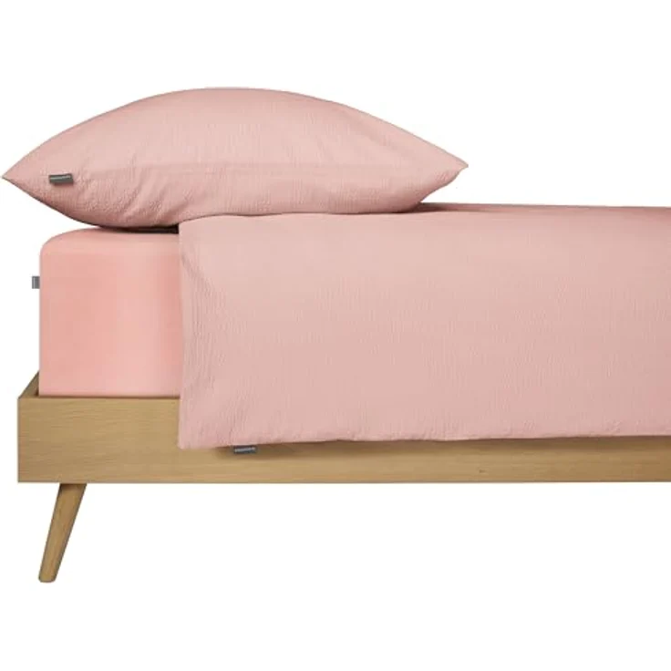 Schiesser Bettwäscheset Laura | Baumwoll Seersucker | 100% Baumwolle aus nachhaltiger Produktion | 135x200cm + 80x80cm | Hellrosa – Bild 2