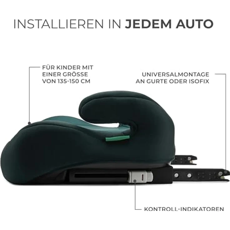 Kinderkraft I-BOOST i-Size Sitzerhöhung für Kinder (135-150 cm), inkl. Isofix, 2,5 kg, grün – Bild 2