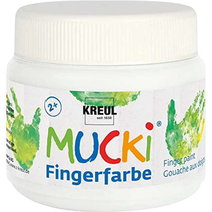 KREUL MUCKI Fingerfarbe weiß, 150 ml, dermatologisch getestet, vegan und auswaschbar – Bild 1