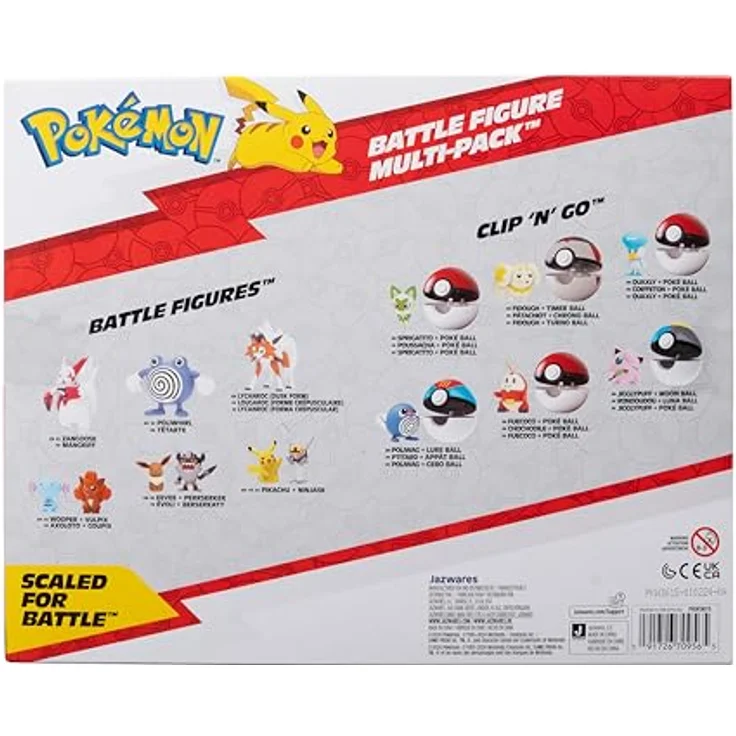 Jazwares Pokémon Battle Figure Set, 8er-Pack mit 5cm und 7,5cm großen Sammelfiguren, lizenziert, ab 4 Jahren – Bild 3