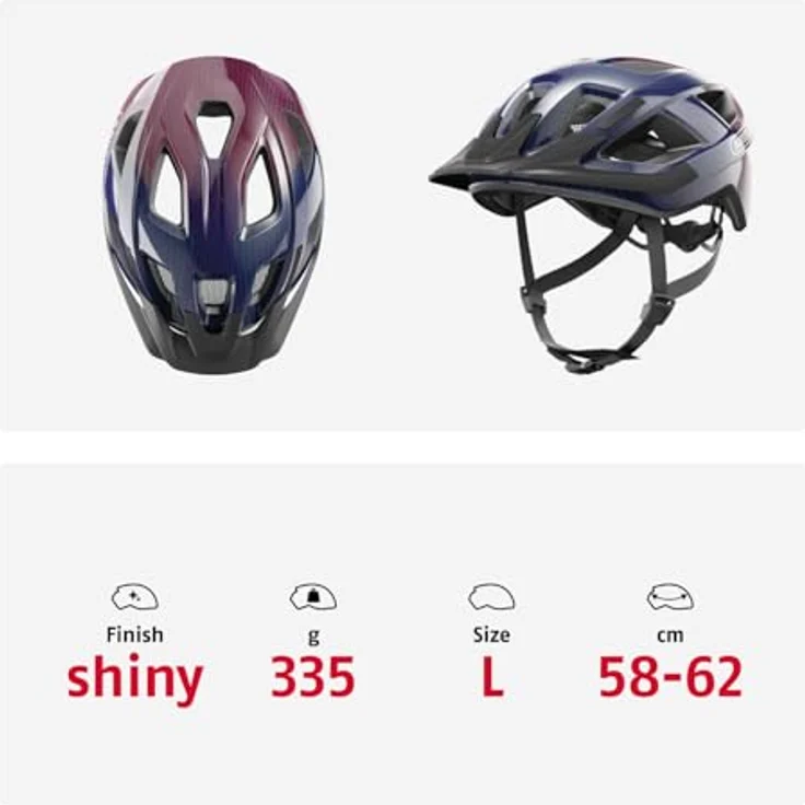 Abus Aduro 3.0 LED, Fahrradhelm für Kinder, purpur mit Wellen, Größe L (58-62 cm) – Bild 5