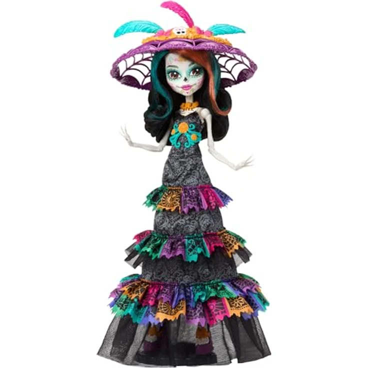 Monster High Skelita Calaveras Día de Muertos 2024 Howliday Puppe zum Sammeln mit La Catrina Hut und Papel Picado Kleid, HXH99 – Bild 2