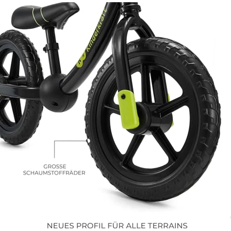 Kinderkraft 2WAY Next Off Road Laufrad, Licht Lauflernrad mit 12 Zoll Rädern, höhenverstellbarem Sattel und Lenker, geringem Lenkeinschlag, gummierten Griffen, schwarz – Bild 3