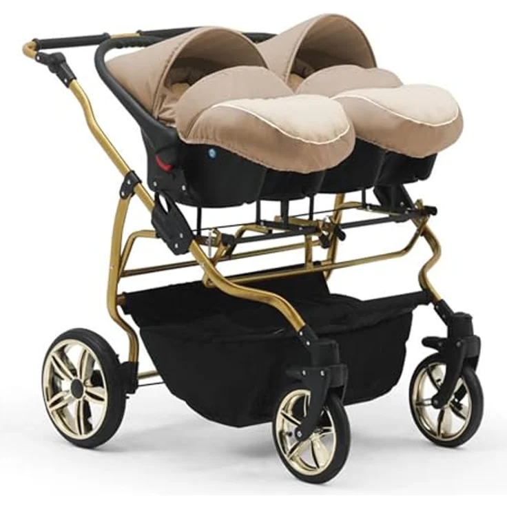 Elcar Zwillingskinderwagen 5 in 1 Duet Lux Goldedition inkl. Autositze und Iso Bases - 14 Teile - in 20 Farben – Bild 4