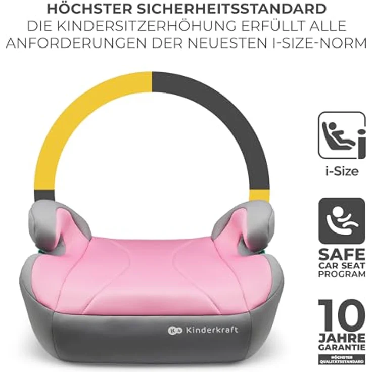 Kinderkraft I-BOOST i-Size, Sitzerhöhung für Kinder (135-150 cm) mit Isofix, leicht & komfortabel, Pink – Bild 5