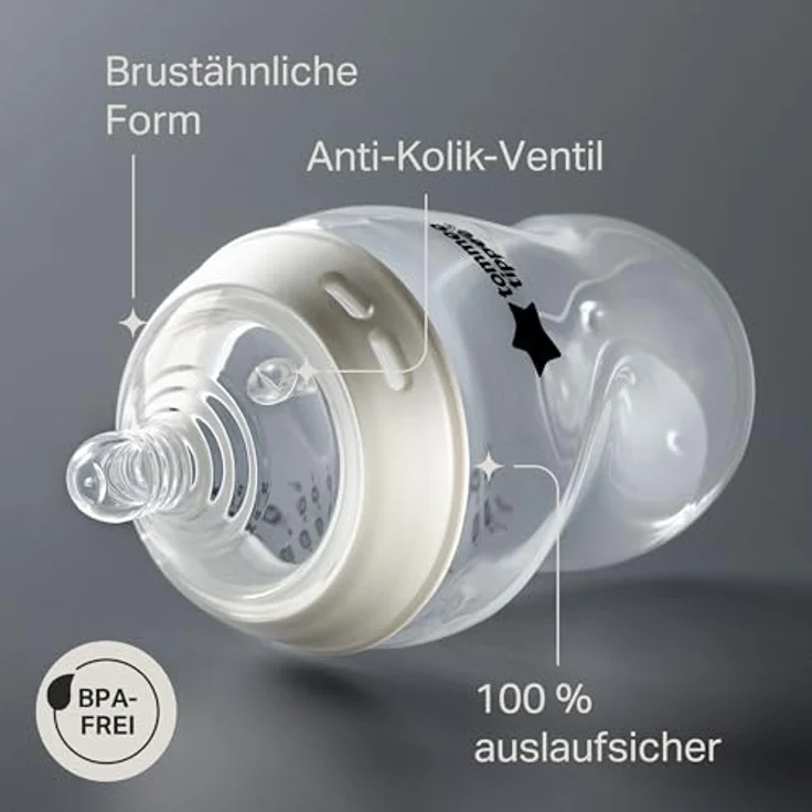 Tommee Tippee Closer to Nature Babyflaschen, Natürlich geformter Trinksauger mit Anti-Kolik-Ventil, 150 ml, 3er-Set, Mehrfarbig – Bild 4