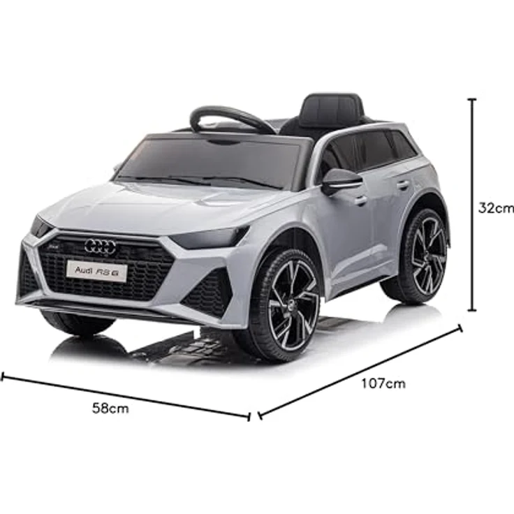 FINOOS Kinder Elektroauto AUDI RS6, 2x 12V Motoren, Fernbedienung, USB, SD, Aux, Mp3, Grau – Bild 10