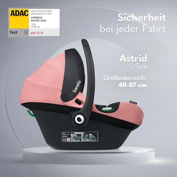 lionelo Babyschale Lionelo Autositz Astrid i-Size Kindersitz, Beige Sand, i-Size Kompatibilität, Höchster Sicherheitsstandard – Bild 2