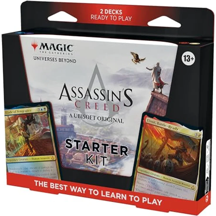 Wizards of the Coast Magic: The Gathering Universes Beyond: Assassin's Creed Starter Kit, 2 spielbereite 60-Karten-Decks mit Meisterassassine Ezio und Wikinger-Schildmaid Eivor – Bild 1