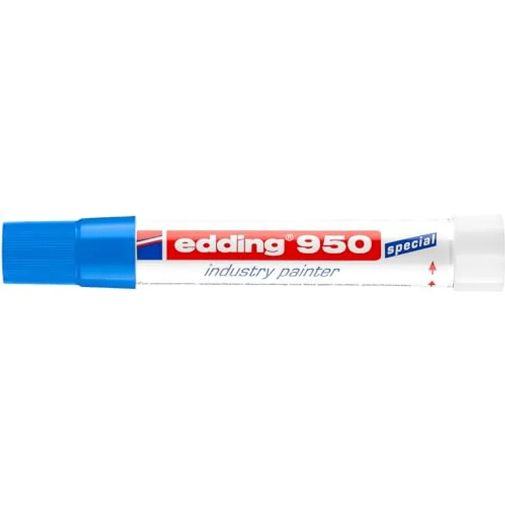 edding Industrie 950, Markerset mit 3 blauen Filzstiften, runde Spitze 10 mm, wasserdicht und hitzebeständig – Bild 4