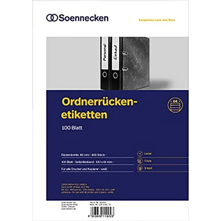 Soennecken Ordneretikett 66308 schmal/kurz sk weiß 700 St./Pack.