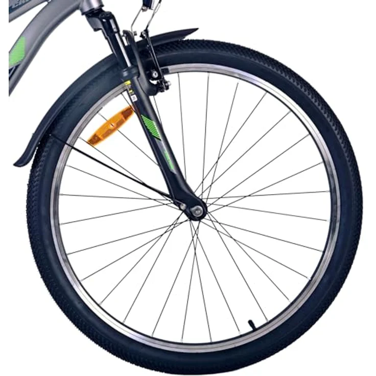 Volare Cross, Kindervelo 26 Zoll, dunkelgrau mit Hand- und Rücktrittbremse, Gepäckträger und integrierten Lichtern – Bild 4