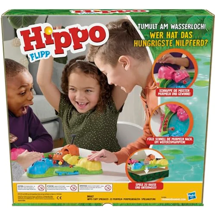 Hasbro Gaming Hippo Flipp Brettspiel, Spiel ums verrückte Murmelmampfen, für Vorschulkinder, bunt – Bild 4