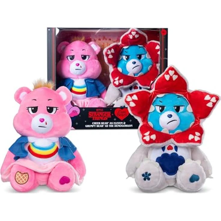 Basic Fun Care Bears x Stranger Things 2-Pack Boxset, 30cm – Cheer Bear als Eleven & Grumpy Bear als Demogorgon – Limited Edition Stoffpuppen Geschenkset – Bild 1
