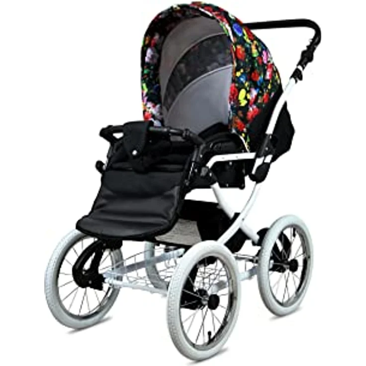 Babylux BabyLux ALU 2in1 Kinderwagen für Kleinkinder – Garden Flowers White Frame, Multifunktional, Elegant, Sicherheitsgeprüft, Nutzerfreundlich, Inklusive Zubehör – Bild 3