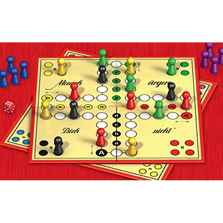 Schmidt Spiele 49439 Mensch ärgere Dich Nicht, Classic Line in Metalldose mit extra großen Holz-Spielfiguren, Rot, für 2-6 Spieler, ab 6 Jahren – Bild 4