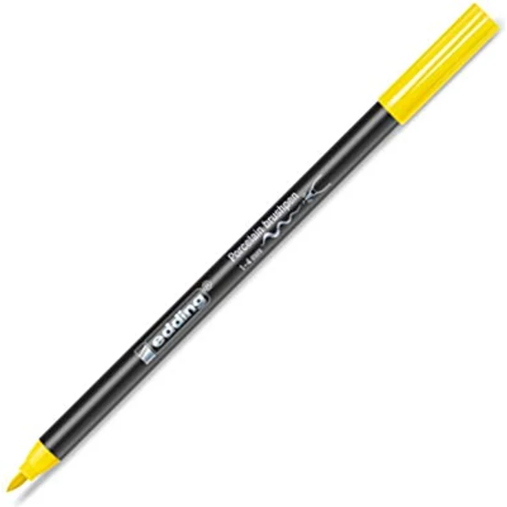 edding 4200 Porzellan Brushpen, flexibler Pinselstift in gelb für Porzellan und Glas, wasserbasierte Pigmenttinte – Bild 1