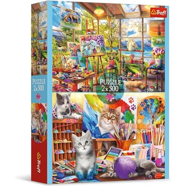 Trefl 2in1 Puzzle: Die Kunst der Malerei, 2 x 500 Teile Set, umweltfreundlich, für Erwachsene und Kinder ab 10 Jahren – Bild 1