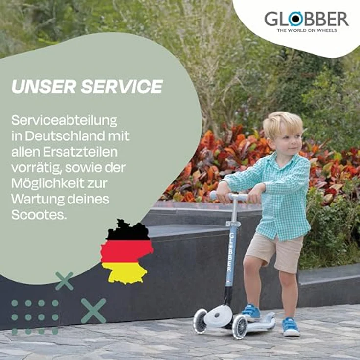 Globber PRIMO FOLDABLE LIGHTS ECO, Kinder-Scooter mit Leuchtrollen, klappbar, 3-fach höhenverstellbar, pistazie – Bild 6