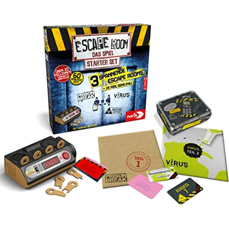 Noris Escape Room Starter Set - Familien und Gesellschaftsspiel für Erwachsene, inkl. 3 Fällen, Turorial und Chrono Decoder, ab 16 Jahren – Bild 3