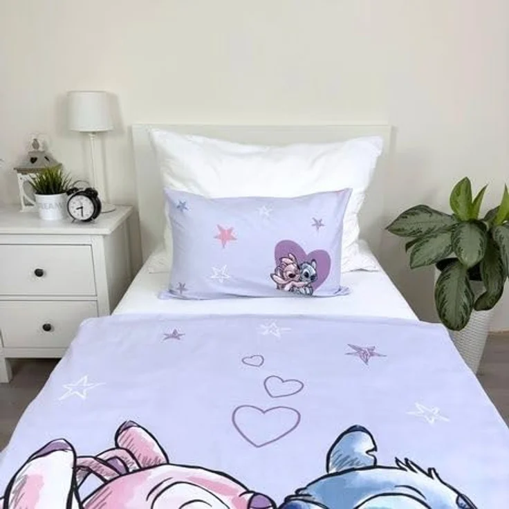 Jerry Fabrics Lilo und Stitch Baby lila Wende Bettwäsche Kopfkissen Bettdecke Set 100x135cm Kleinkind, aus 100% Baumwolle, atmungsaktiv – Bild 4