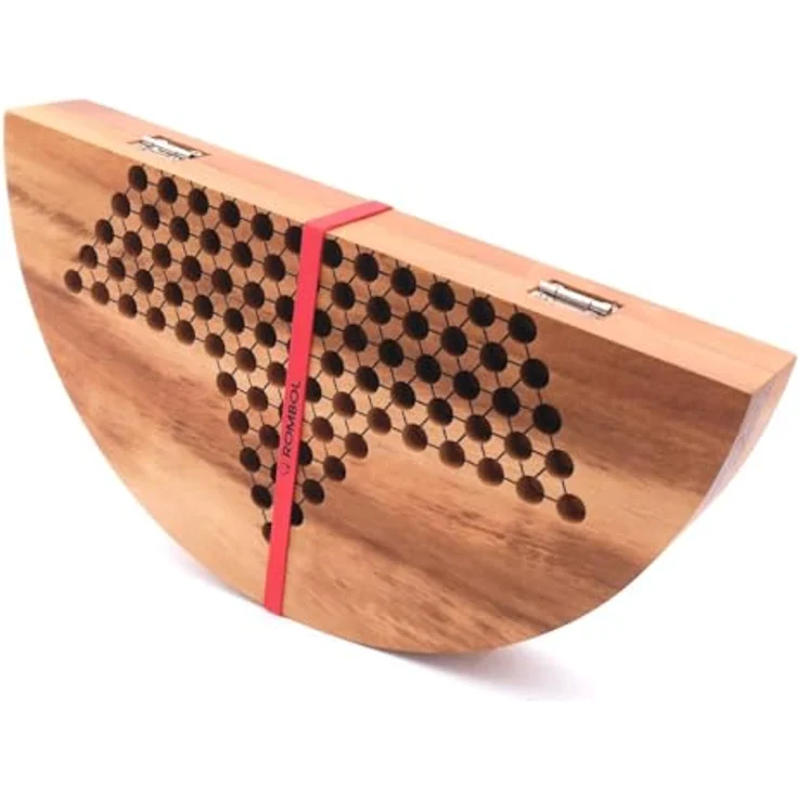 Rombol Halma XL, rundes klappbares Strategiespiel für 2-6 Personen aus edlem Holz – Bild 5