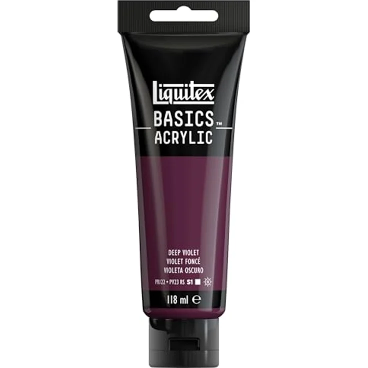 Liquitex 8870011 Basics Acrylfarbe, monopigmentierte Künstlerpigmente, lichtecht, mittlere Viskosität, seidenglänzender Finish, 118ml Tube - Dunkelviolett – Bild 1
