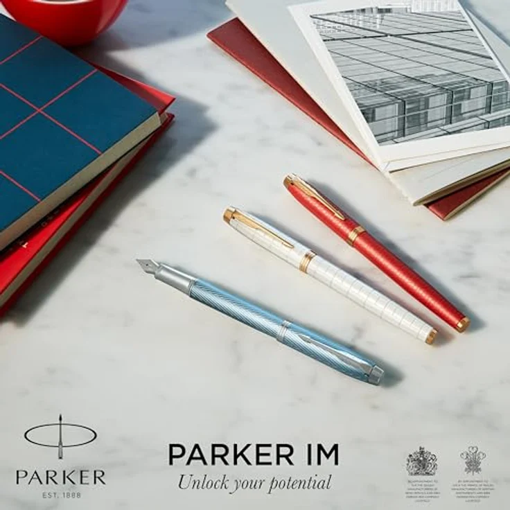 Parker IM Premium Kugelschreiber, perlmuttlackiert mit Goldverzierungen, automatischer Druckmechanismus, weiß/gold – Bild 6