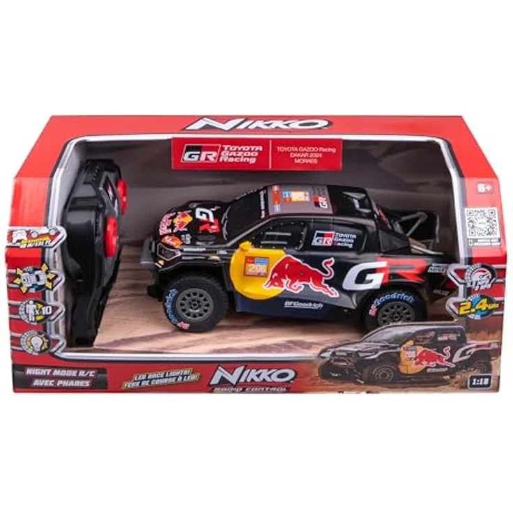 Nikko Toyota GR Dakar #206, Ferngesteuertes Auto im Maßstab 1:18 mit LED-Rennlichtern und 2,4 GHz Präzisionscontroller – Bild 5