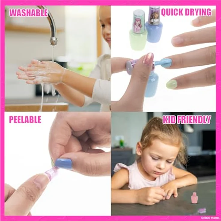 Townley Girl Barbie Nagellack Set mit Nageltrockner, ungiftig, 8 Farben, für Mädchen ab 3 Jahren – Bild 4