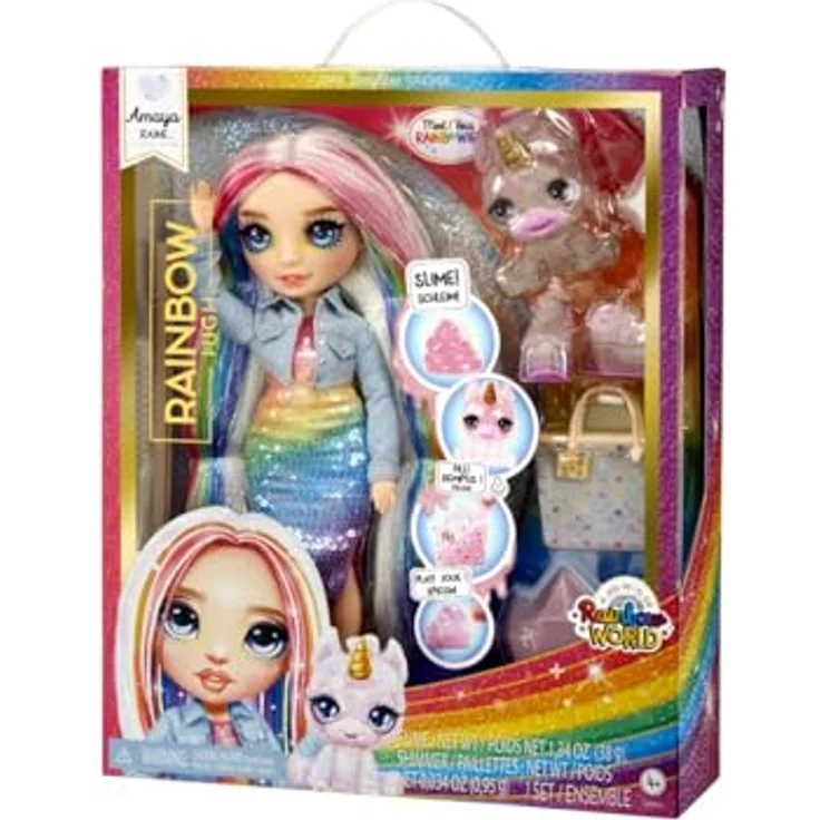 Rainbow High Anziehpuppe Classic Rainbow Fashion Doll - Amaya (rainbow) mit tollen Accessoires und langen Haaren zum stylen – Bild 4