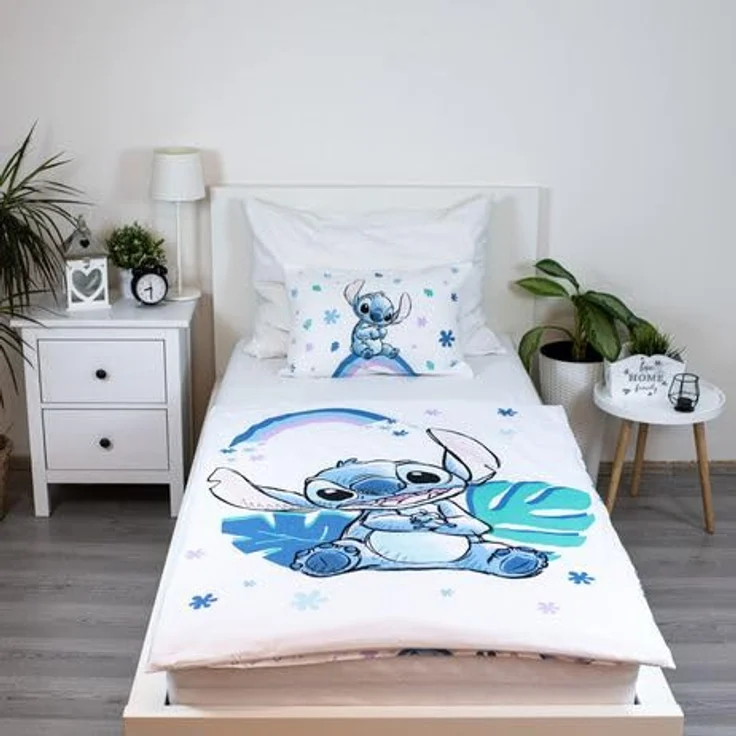 Jerry Fabrics Stitch Wendebettwäsche 100x135 cm & Kopfkissen Set, Regenbogen Design, 100% Baumwolle, Kinderbett, atmungsaktiv und pflegeleicht – Bild 2