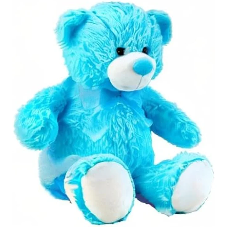 Geschenkestadl Teddybär Blau mit Schleife, 50 cm Kuscheltier für Kinder – Bild 2