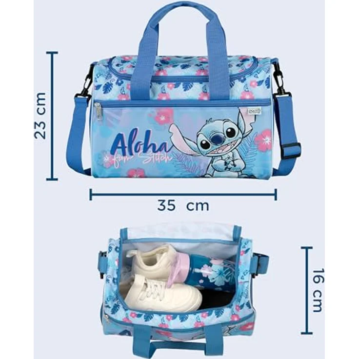 Scooli Sporttasche Lilo & Stich, Kinder Sporttasche mit großem Hauptfach, blau – Bild 2
