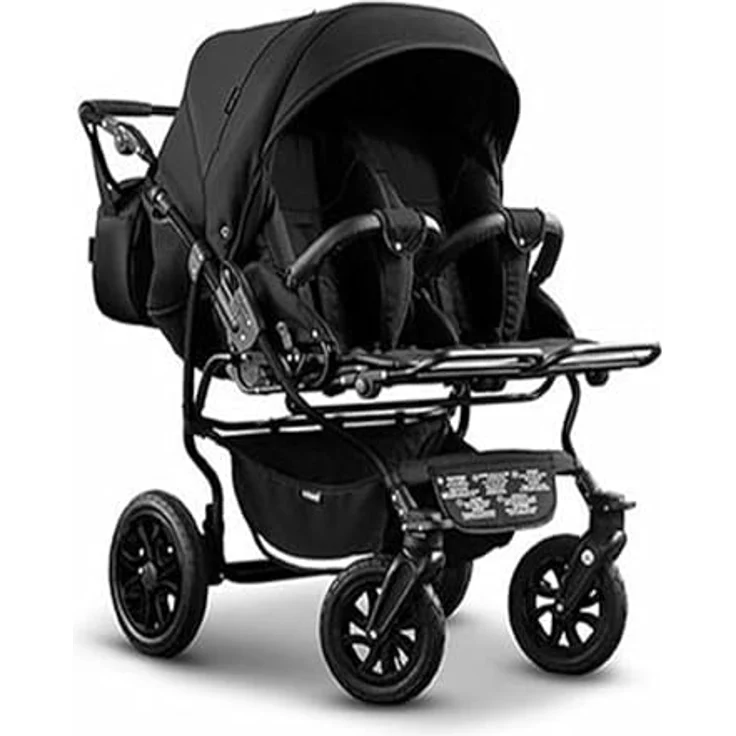 Elcar Zwillingskinderwagen 3 in 1 City Twin - 15 Teile - in Schwarz, mit variabler Montage und großem Komfort – Bild 3