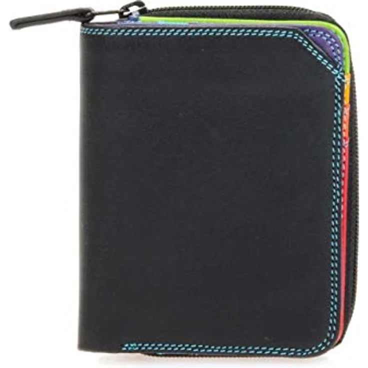 Mywalit Damen Portemonnaie Small Wallet Geldbörse Leder 10 cm Schwarz, buntes Design mit verschiedenen Farbvarianten