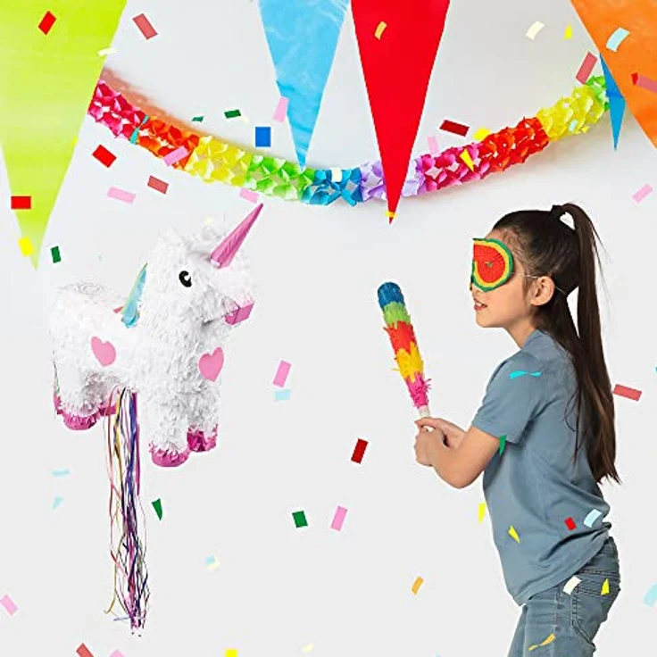 Boland 30932 - Pinata Einhorn, Größe 47 x 39 cm, Weiß-Rosa, Karton, Schlag-Pinata, Geburtstag, Mottoparty, Feier, Kindergeburtstag, Deko, Süßigkeiten, Geschenke – Bild 4