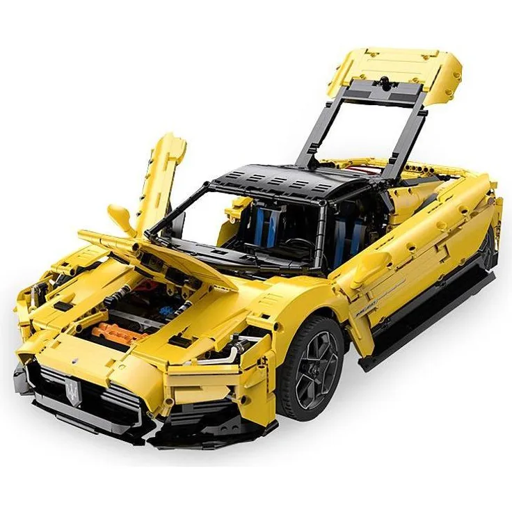 Jamara Maserati MC20 1:8, detailgetreues Klemmbaustein-Modell in gelb, fördert Kreativität und Feinmotorik