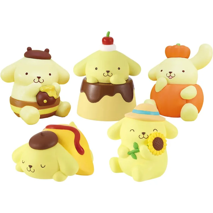 Takara Tomy Sanrio Twinchees Minifiguren Pompompurin, 5 cm, Blind Pack Display mit 24 Einheiten
