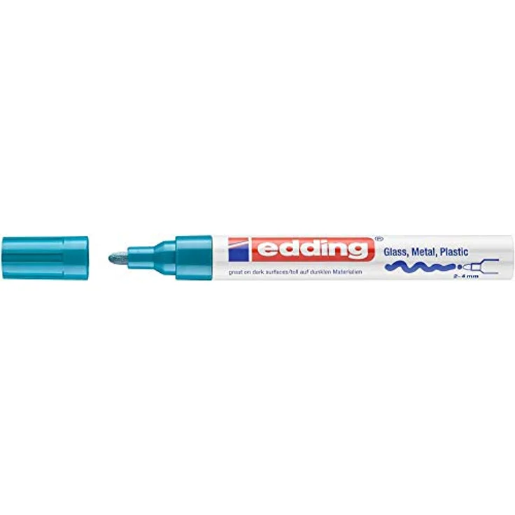 edding 750 Glanzlackmarker - hell-blau - 1 Lackmarker - Rundspitze 2-4 mm - Lackstift für Glas, Stein, Holz, Kunststoff und Papier - wasserfest, stark deckend – Bild 2