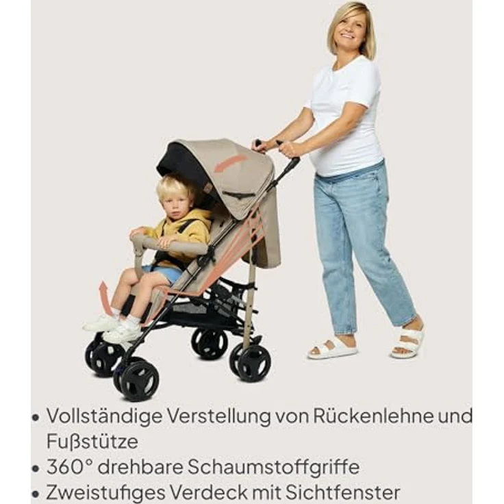 Lionelo Irma Buggy, Kinderwagen ab 6 Monate, leicht 7 kg, Liegeposition, inkl. Moskitonetz und Einkaufskorb – Bild 2