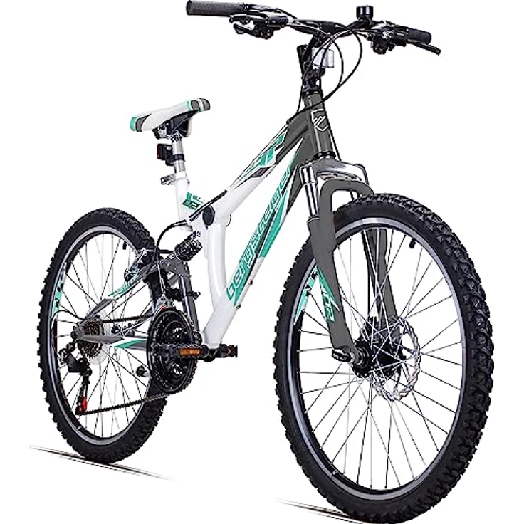 Bergsteiger Montreal 20, 24 Zoll Kinderfahrrad, geeignet für 6,7, 8, 9, 10, 11, 12, 13 Jahre, Shimano 18 Gang-Schaltung, Mountainbike mit Vollfederung, Jungen-Fahrrad, Mädchen-Fahrrad – Bild 1